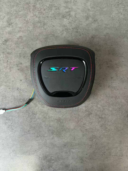 Ford Mustang Mach-E center airbag cover with LED SRT logo and red stitching