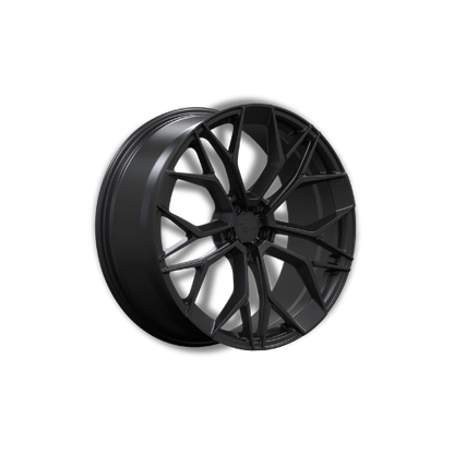 Black custom forged Al6061-T6 aluminum wheel for Mustang Mach-E with intricate spoke design