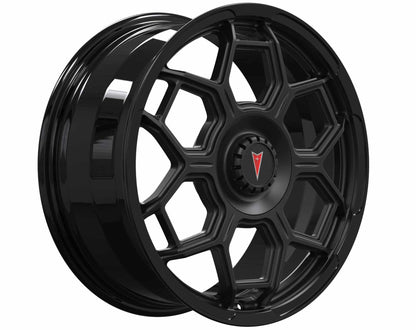 Custom black forged Al6061-T6 aluminum wheel for Mustang Mach-E with hexagonal spoke design