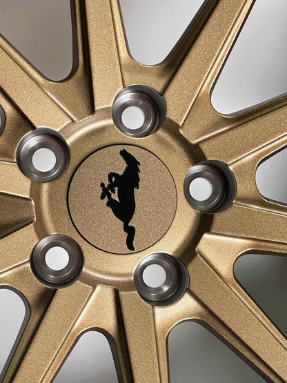 Gold forged Al6061-T6 aluminum custom wheel for Mustang Mach-E with horse logo center