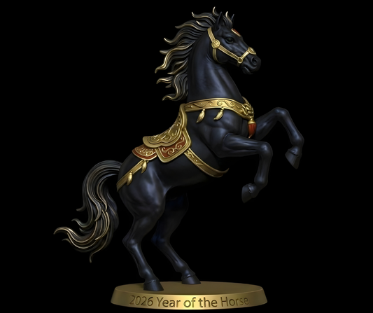 Medium hand-crafted bronze horse sculpture with dragon-scale textures from Bronze Collection
