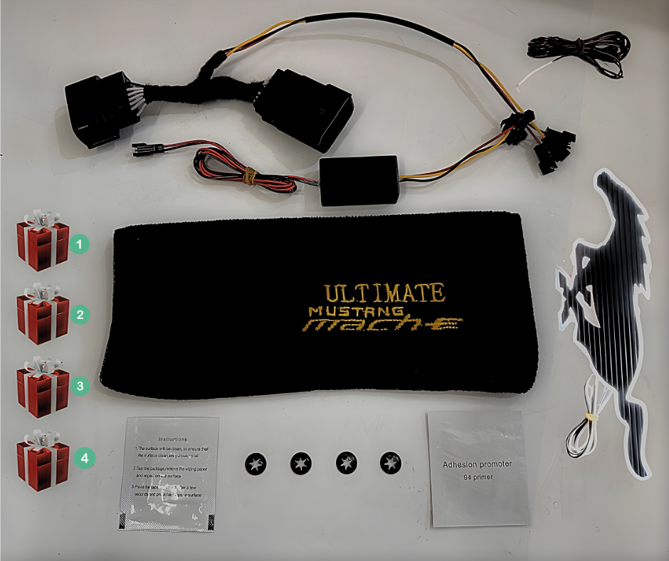 BSKT Ultimate Front Pony LED emblem for Mustang Mach-E with lifetime warranty and advanced illumination technology