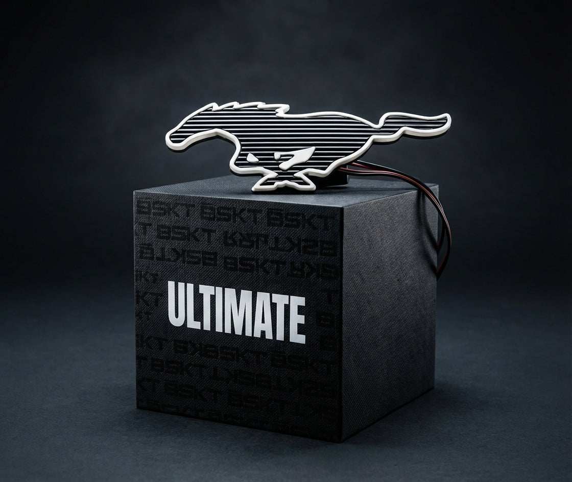 2026 Mustang Mach-E GT with ULTIMATE FRONT PONY carbon fiber V2 grille kit