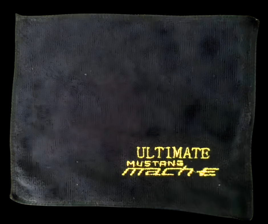 Premium black leather gift set for Mustang Mach-E owners with keychain, pony emblem, Parker pen, card holder, and magnetic leather box