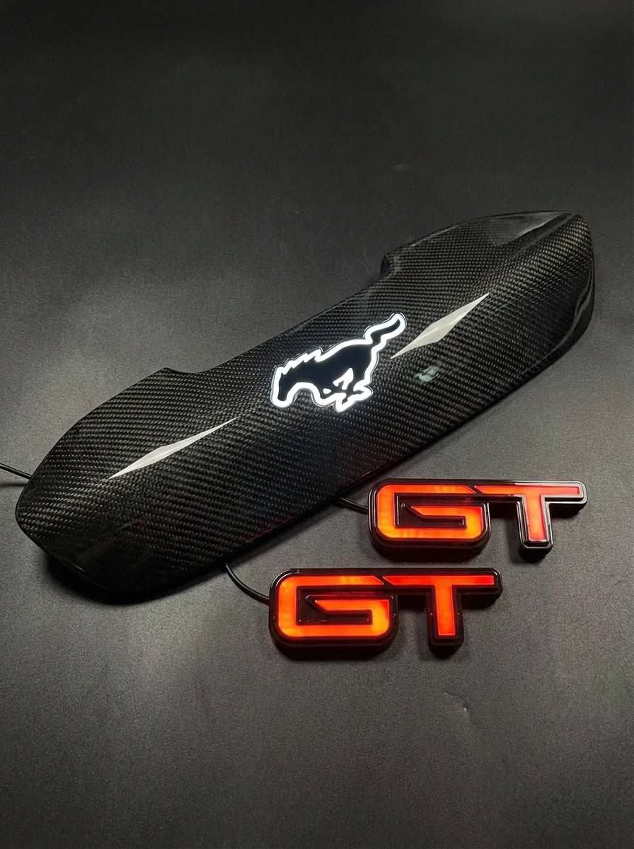 ULTIMATE UNTAMED PACKAGE Mustang Mach-E 2026 front grille upgrade with chrome pony emblem and GT light